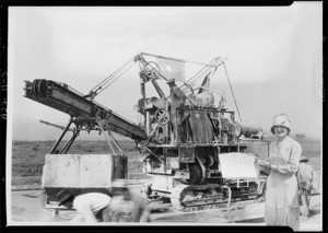 Composite of paving machine in Leimert Park, Los Angeles, CA, 1927