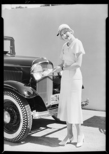 Poses for magazine advertisements, Southern California, 1932