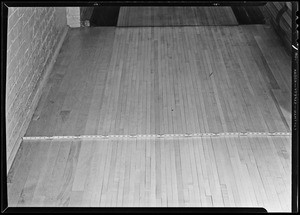 Bowling alley floor and defective board at Beverly Hills Bowling Courts, 9244 Wilshire Boulevard, Beverly Hills, CA, 1940