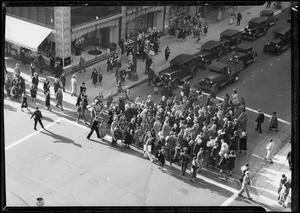 Long shadows, West 8th Street and South Broadway, Los Angeles, CA, 1931