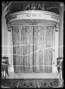 Draperies and bracket in blue room at Biltmore, Southern California, 1935