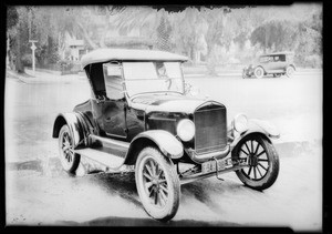 Ford T coupe and traffic, Southern California, 1925