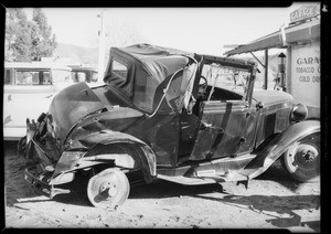 Chevrolet Cabriolet at cut-off garage, Angeles Indemnity Co, Southern California, 1934