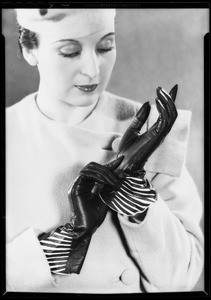 Virginia Stevens and gloves, Southern California, 1933