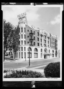 Exterior of hotel, 375 Columbia Avenue, Los Angeles, CA, 1933