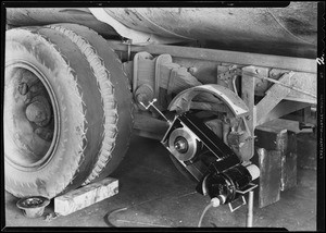 Brake sanding machine & interior, 1133 South Olive Street, Los Angeles, CA, 1932