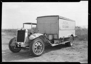 Adohr creamery truck and Buick sedan, Southern California, 1932