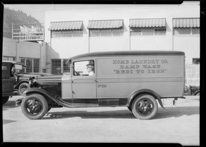 Laundry truck for Mr. Hurd, manager at Riverview Laundry, 451 San Fernando Road, Los Angeles, CA, 1930