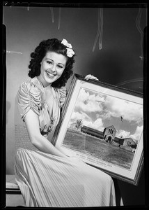 Publicity shots with model, Southern California, 1940