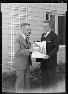 Flower and tropical fruit display, Southern California, 1928