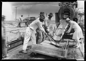 Putting in curb at Leimert Park, Los Angeles, CA, 1927