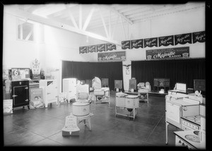 Trucks, display room and building, Los Angeles, CA, 1932