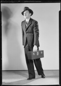 Walking with radio kit, Southern California, 1932