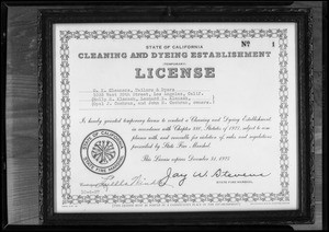 Building and cleaning license, Southern California, 1927