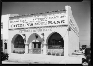 Citizens Bank building at Leimert Park, Los Angeles, CA, 1930