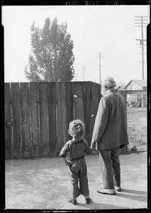 Old gentleman at corner with Edward, Southern California, 1925