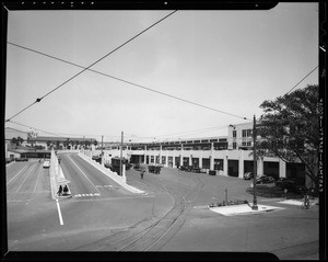 Aliso Street exit from Union Station & service entrances, Los Angeles, CA, 1940