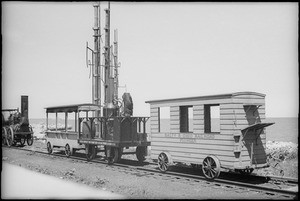 Old time locomotives, Chicago World's Fair, Chicago, IL, 1933-1934