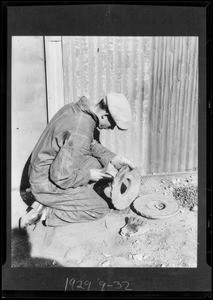 Copy of man pointing to ring, Southern California, 1929