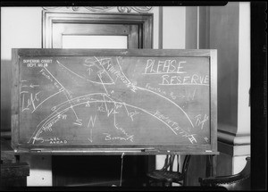 Blackboard, intersection, Hyperion Avenue and Fountain Avenue, Southern California, 1934