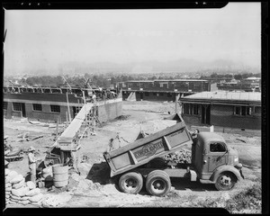 Dump truck on Harbor Hills housing project, Lomita, CA, 1940