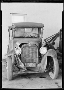 Wrecked Dodge truck at 111 North Sichel Street, Los Angeles, CA, 1931