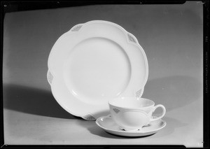 Cup, saucer, and plate for Thanksgiving, Southern California, 1934