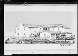 Copy of drawing of Payne residence, Malibu, Southern California, 1931