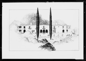 Line drawing of residence, Southern California, 1931