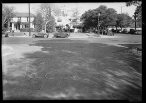 Motorcycle accident at the intersection of North Orange Drive and Sunset Boulevard, Los Angeles, CA, 1931