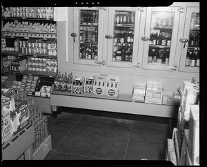 Bench in front of refrigerator at Safeway store, 1257 North Western Avenue, Los Angeles, CA, 1940