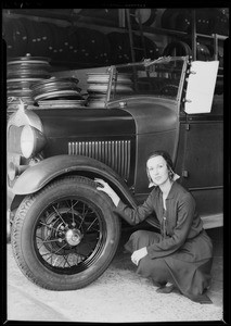 Ford wheel turn in publicity, Southern California, 1931
