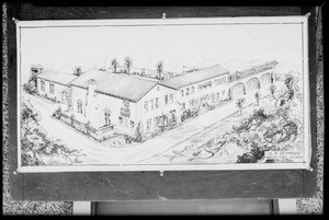 Artist's drawing of Norton's home, Southern California, 1926