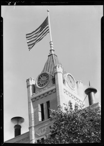 Front elevation and tower close up of Eastside Brewery, Southern California, 1934