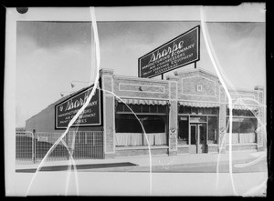 Copy of retouched print of Sharpe Manufacturing Co. building, Southern California, 1935