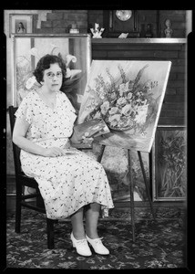 Portrait with paintings, Los Angeles, CA, 1935