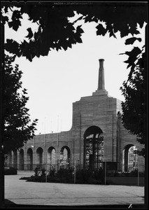 Coliseum entrance at sunset, Los Angeles, CA, 1932