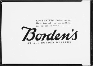 Reverse copy for roto, Borden's, Southern California, 1932