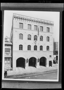 Copy of print of fire hall, South Hill Street and West 2nd Street, Los Angeles, CA, 1929