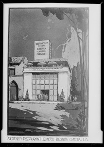 Drawing of restaurant at Leimert Park, Los Angeles, CA, 1928