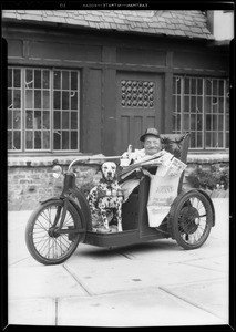 Ralph Burdick, cripple with dog, Southern California, 1933