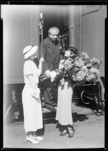 Arrival of Max Reinhart at Southern-Pacific Railroad Depot, Southern California, 1934