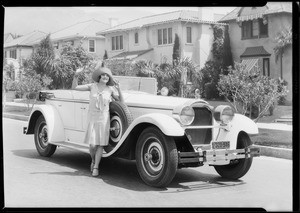 Lina Basquette & her Packard for India Tires, Southern California, 1928