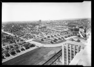 Birds eye view from top of Los Angeles County Hospital, Los Angeles, CA, 1932