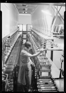 Bottling water at Arrowhead for Mildred Kitchen, Southern California, 1931