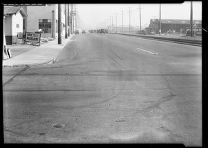 Street scene of accident on South Alameda Street and East 38th Street, Los Angeles, CA, 1931