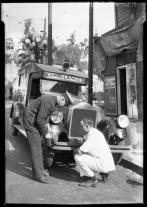 Police ambulance with Martin shocks, Southern California, 1927