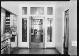 Glass doorway, Hollywood Hospital, Southern California, 1931