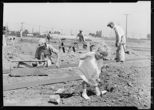 Ground breaking for market at Vernon Avenue and Angeles Mesa Drive, Leimert Park, Los Angeles, California, 1928