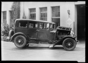 Wrecked Chandler sedan, Southern California, 1929